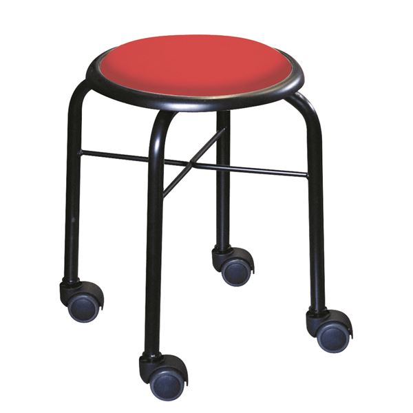 スタッキングチェア / 丸椅子 【同色4脚セット レッド×ブラック】 幅32cm 日本製 スチールパイプ インテリア 家具 椅子 スタッキングチェア