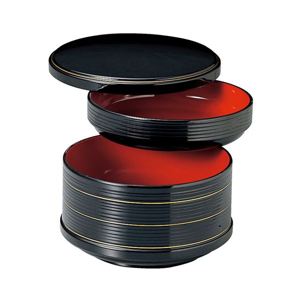 多用飯器 / おひつ 【大 PT黒金ライン内朱 2段 木質】 直径119×88mm 日本製 〔和食 レストラン 居酒屋 店舗 飲食店 給仕 業務用 お店 配膳 食堂 〕 キッチン 食器 キッチン用品 飲食店 料理