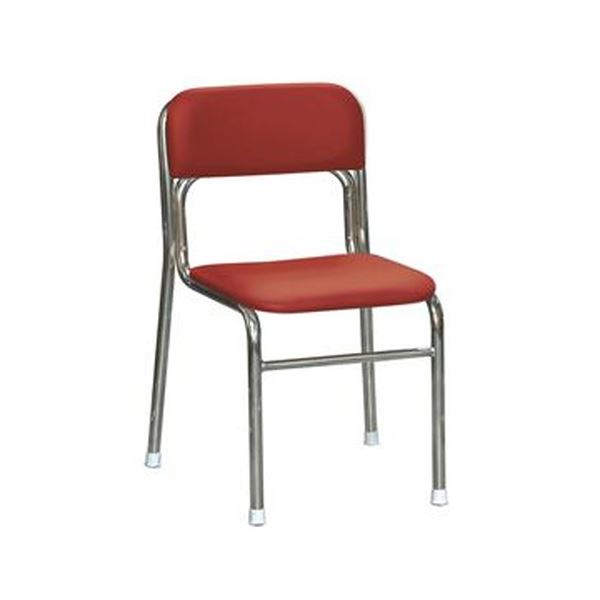スタッキングチェア 幅45cm レッド×クロムメッキ 重さ4.5kg 軽量 日本製 防汚 スチール 完成品 1脚販売 リビング 在宅ワーク インテリア 家具 椅子 スタッキングチェア