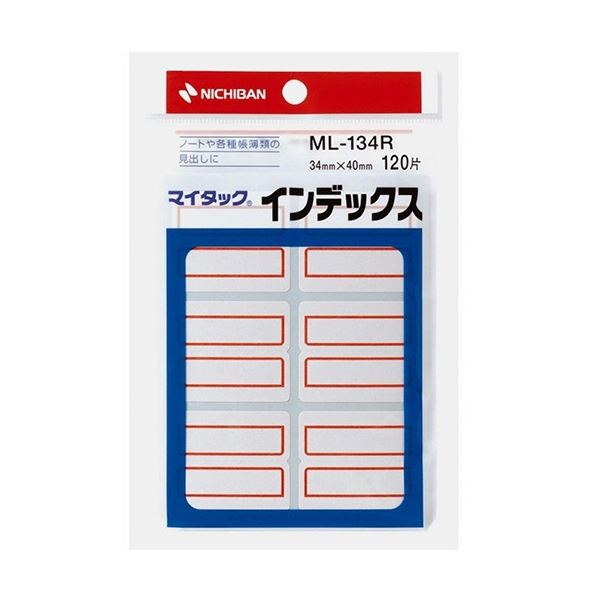 ニチバン マイタック インデックス紙ラベル 特大 40×34mm 赤枠 ML-134R 1セット(1200片：120片×10パック) 【×3セット】 【 セット販売 まとめ買い 割引 オフィス 文房具 文具 業務用 オフィス用品 】 文具 オフィス用品 ノート 紙製品 インデックス 5,805円