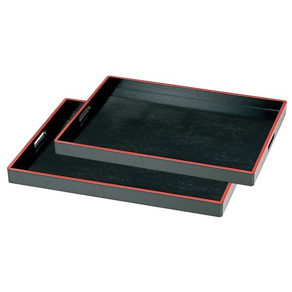 木製脇取盆 / トレー 【奥広 黒天朱 2枚セット 木】 575×425×45mm ・ 603×450×45mm 日本製 〔和食 レストラン 居酒屋 店舗〕 キッチン 食器 キッチン用品 飲食店 料理