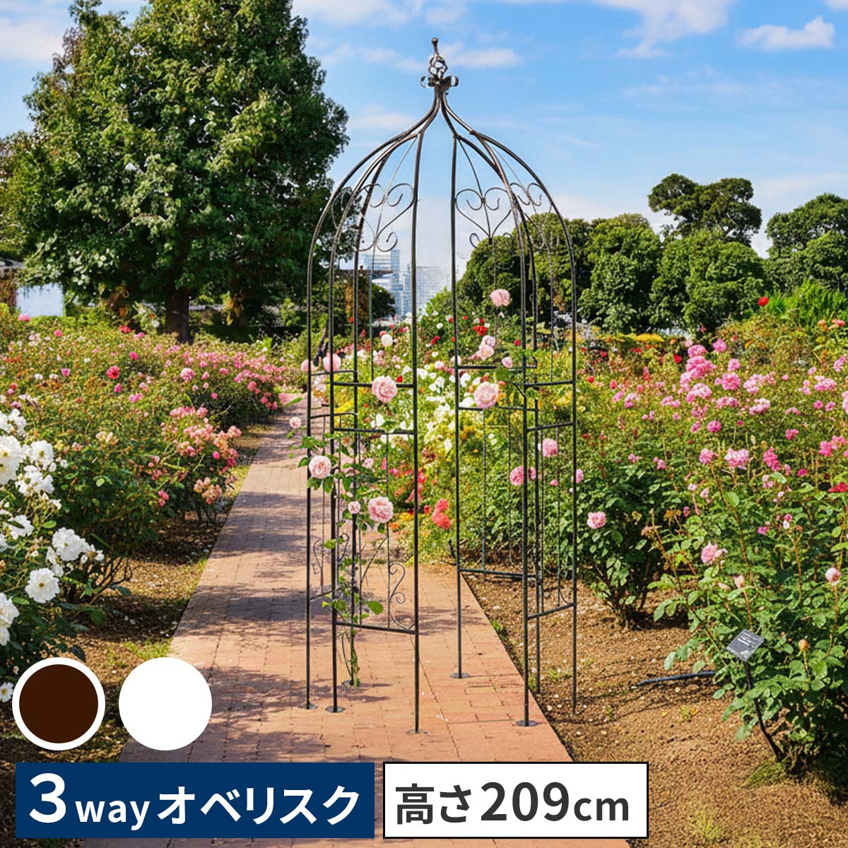 アイアンハーフアーチ（方尖柱一揃いの道具） IF-N0035 アイアン 方尖柱 庭園 アーチ形 あずま屋 大型 高さ209珊 駒寄せ 多役立つこと 引きずり込む 薔薇 庭 今めかしい