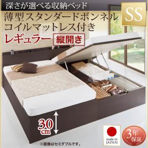【日本製 収納ベッド 】 国産 跳ね上げ 収納ベッド Renati-DB レナーチ ダークブラウン 薄型スタンダードボンネルコイル付き ボンネルコイル 【縦開き】 セミシングル 【深さ:レギュラー】 セミシングルベッド セミシングル セミシングル