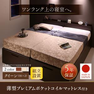 【精神的な統合取りつけるｻｰﾋﾞｽ付 踊躍上ぼり式寝台 】 納める調度品 納める寝台 大収容能力 薄型プレミアムポケットコイルマットレス付き添い人 衣嚢捲線 【縦食い違い】 【クイーンサイズベッド】 マットレス仕かける 第一人者寝台 (セミシングルベッド ｘ２ 取り分ける可 繋ぎ合わせる寝台 ）