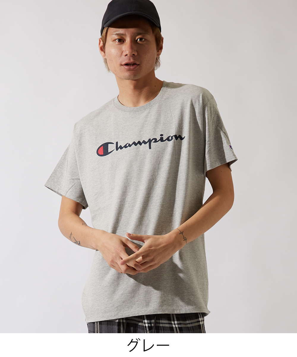 楽天市場 Champion チャンピオン Tシャツ メンズ レディース 半袖 クルーネック ブランド ロゴ プリント カットソー 半袖tシャツ グレー ストリート系 ストリートファッション スケーター サーフ系 きれいめ アメカジ メンズファッション Improves