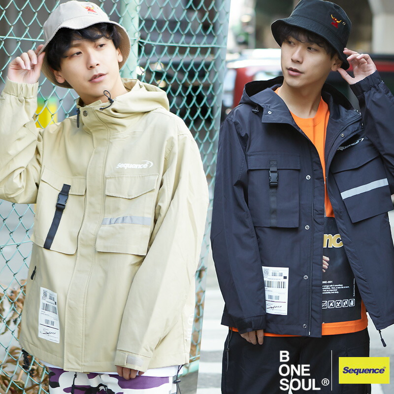 日本限定モデル メンズファッション コート ジャケット Sequence 韓国 ストリートファッション ストリート系 ブランド 黒 ベージュ ジャケット アウター ドロップショルダー 大きいサイズ ゆったり マンパ Zip ファスナー ポケット プリント レディース メンズ