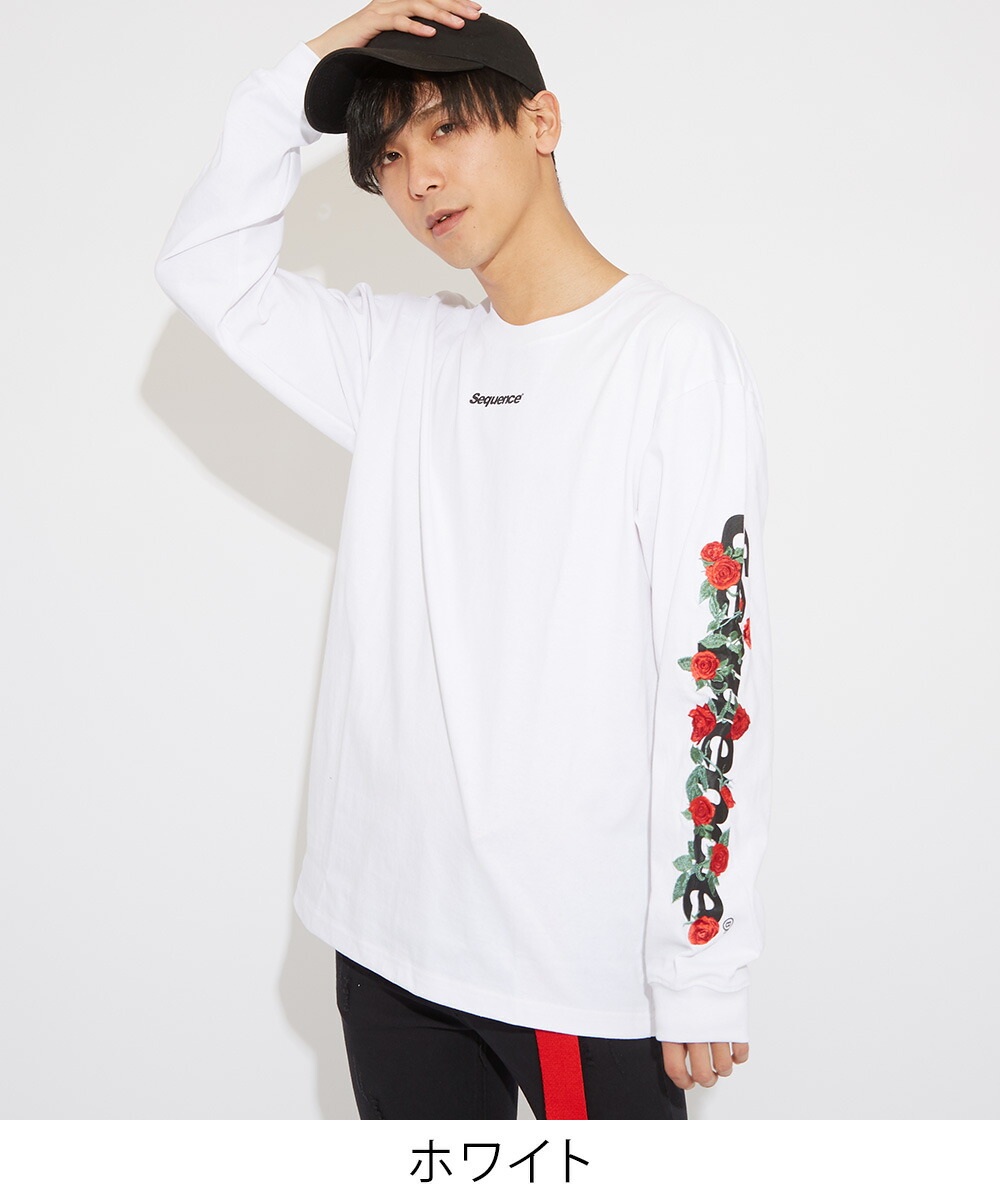 楽天市場 Sequence B One Soul ロンt メンズ レディース Tシャツ 長袖 薔 バラ 刺繍 花柄 クルーネック ゆったり 大きいサイズ プリントtシャツ 長袖tシャツ カットソー 黒 白 ブランド ストリート系 ストリートファッション 韓国ファッション Improves