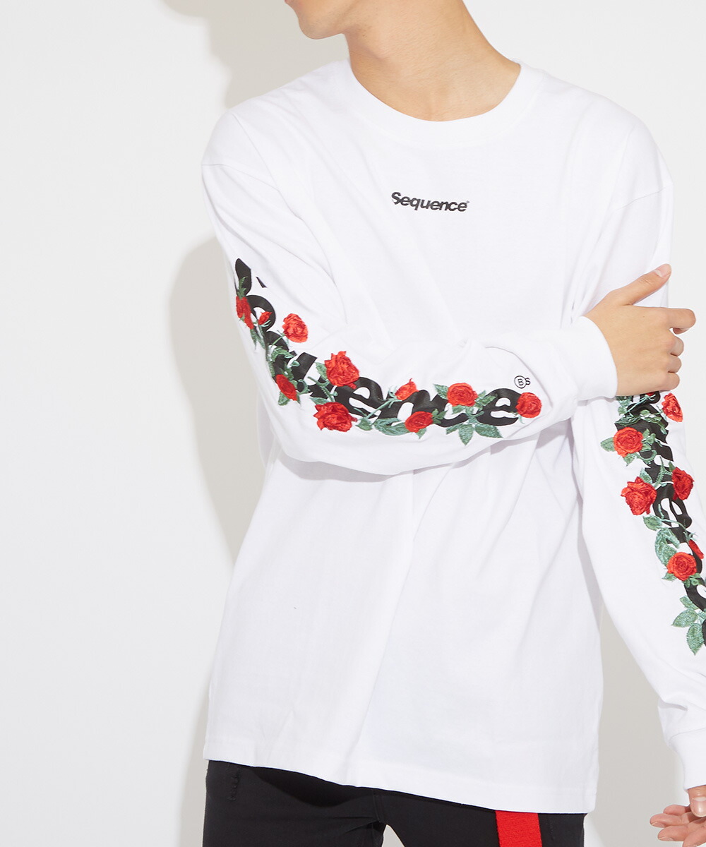 楽天市場 Sequence B One Soul ロンt メンズ レディース Tシャツ 長袖 薔 バラ 刺繍 花柄 クルーネック ゆったり 大きいサイズ プリントtシャツ 長袖tシャツ カットソー 黒 白 ブランド ストリート系 ストリートファッション 韓国ファッション Improves