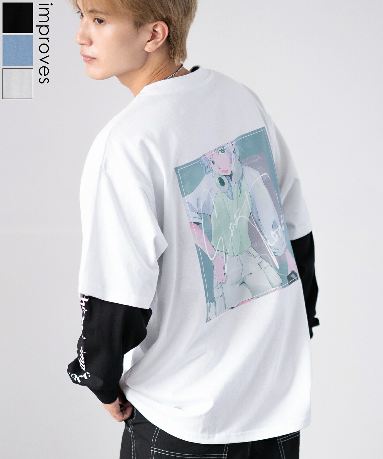 【楽天市場】Tシャツ メンズ レディース 重ね着 レイヤード アンサンブル プリントTシャツ 半袖Tシャツ 長袖Tシャツ ロンT ゆったり