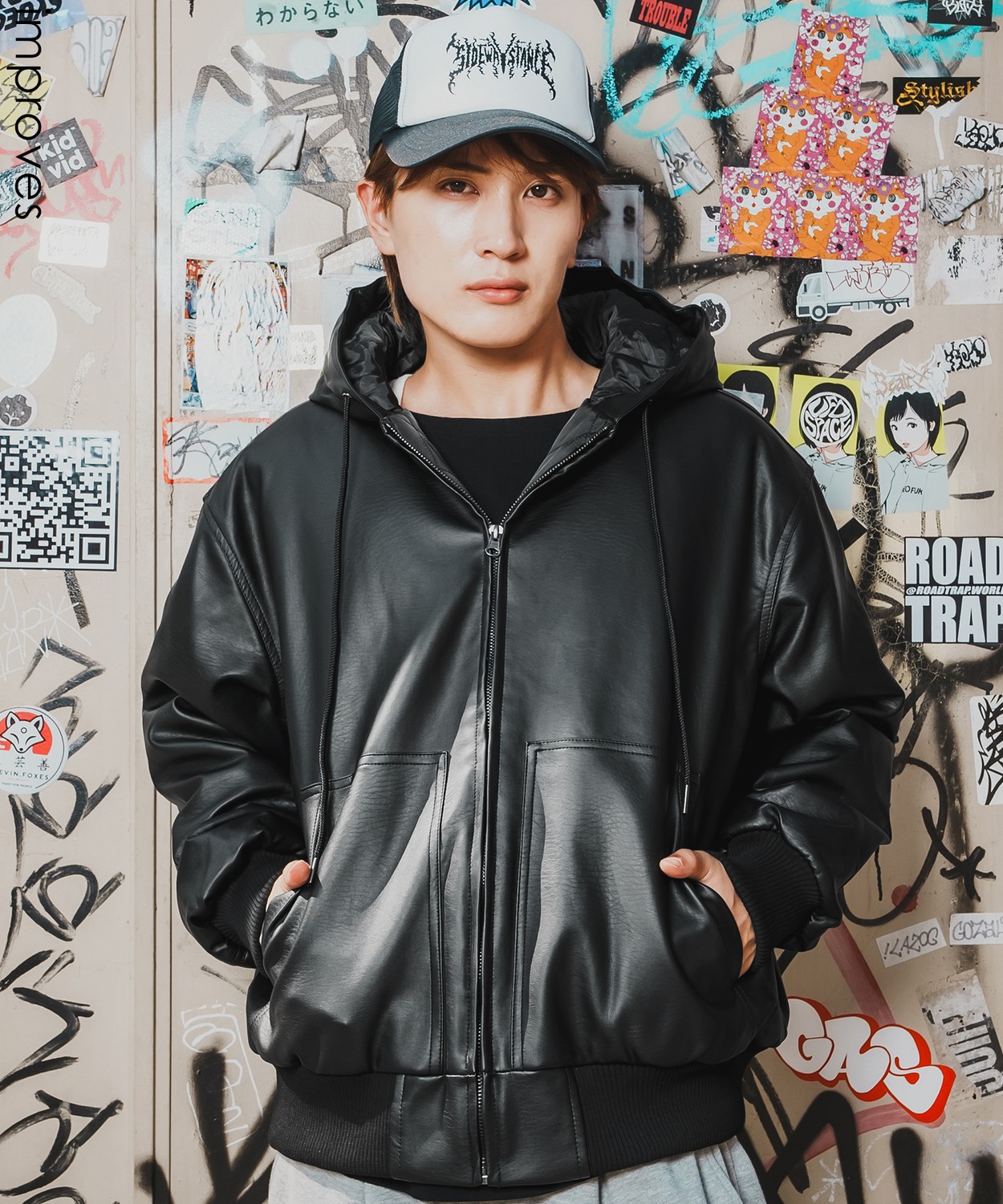 リックオウエンス 　レザージャケット　フーデットレザーブルゾン　パーカー Rick Owens リックオウエンス 牛 皮 革 カーフ 斜めジップ フード