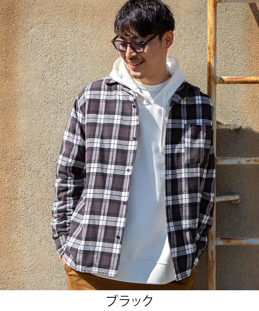 楽天市場 チェックシャツ メンズ ファッション 開襟シャツ オープンカラーシャツ チェック柄 シャツ 長袖シャツ ネルシャツ タータンチェック レッド ブルー ブラック ホワイト 赤 青 黒 白 Improves Improves