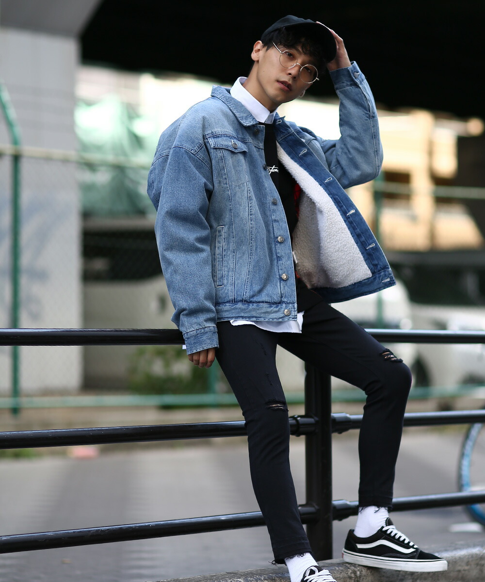 楽天市場 デニムジャケット メンズ レディース 裏ボア あったか 暖かい ビッグシルエット ゆったり 大きいサイズ オーバーサイズ ドロップシュルダー 青 デニム Gジャン ジャケット ジャンバー ジャンパー アメカジ ストリートファッション 韓国ファッション Improves