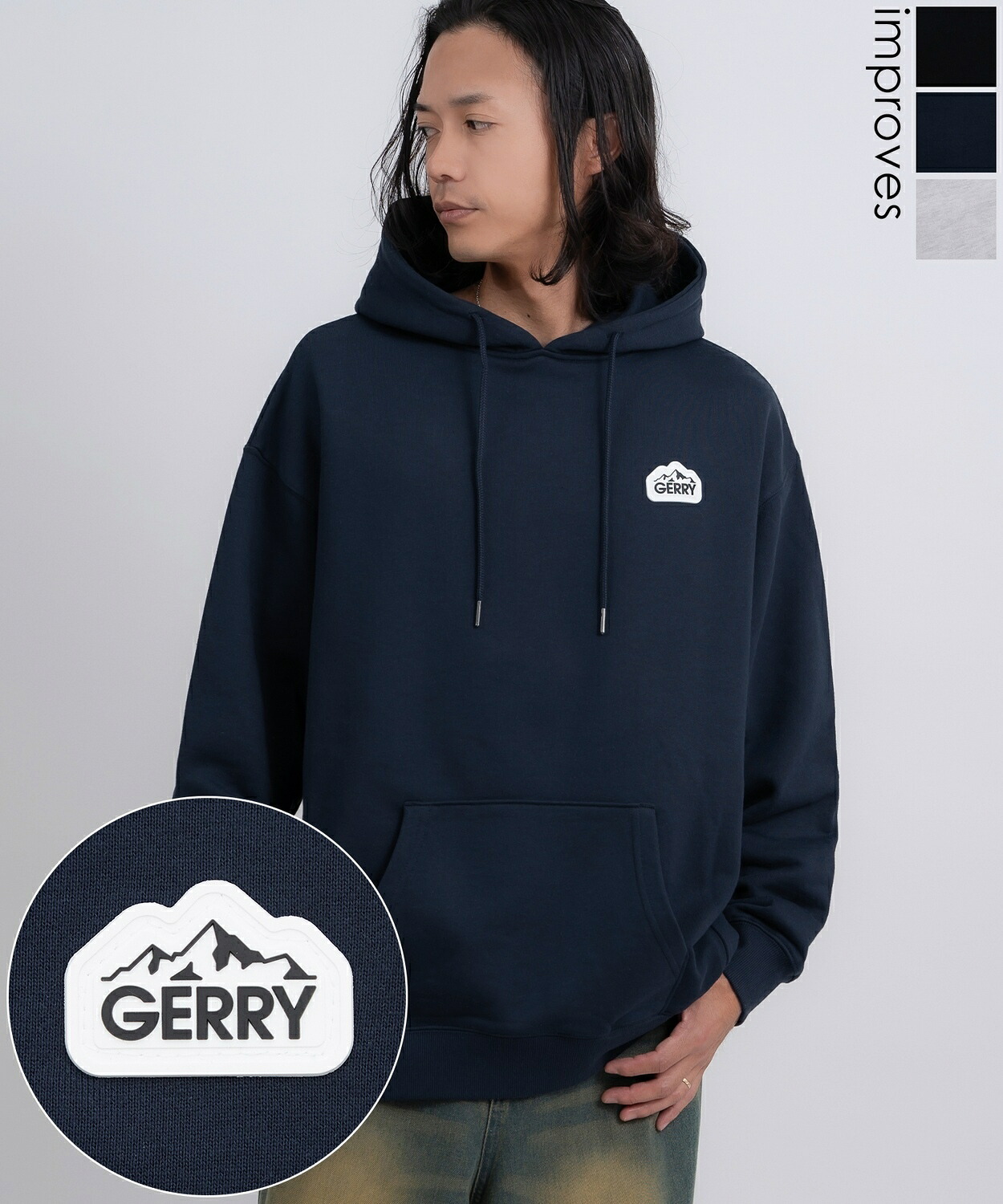 パーカー メンズ レディース GERRY ジェリー ワンポイントロゴ 裏毛 スウェット フーディー 大きめ アウトドア アメカジ カジュアル Y2K ストリート 90s古着MIX ブラック グレー