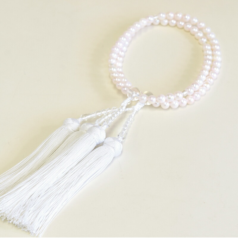 楽天市場】アコヤ真珠念珠 2連 白房 6,0mm パール数珠 持ち運びに便利