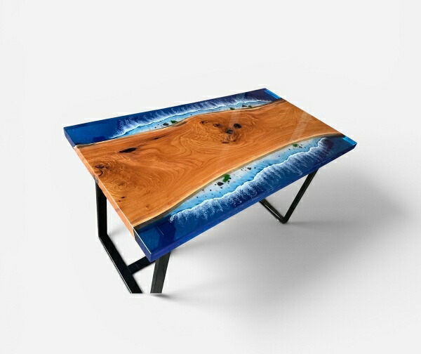 ケヤキレジンテーブル　天板のみ1400&times;45&times;750ミリ　LEZIN422レジンテーブル/レジン天板/家具/ハワイアンテーブル/耳付きテーブル｜健康無垢の材木屋　イー・ウッド