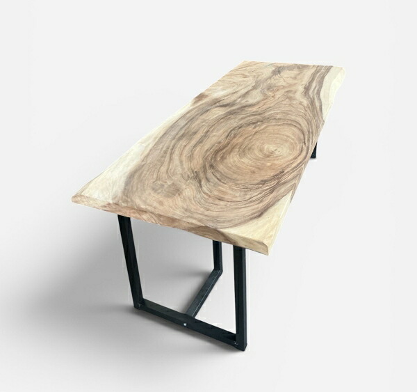 モンキーポッド無垢耳付きダイニングテーブル天板のみ　無塗装　完成品　4人掛け2100&times;53&times;830ミリ　MKPD527MTテーブル/家具/ハワイアンテーブル/耳付きテーブル｜健康無垢の材木屋　イー・ウッド