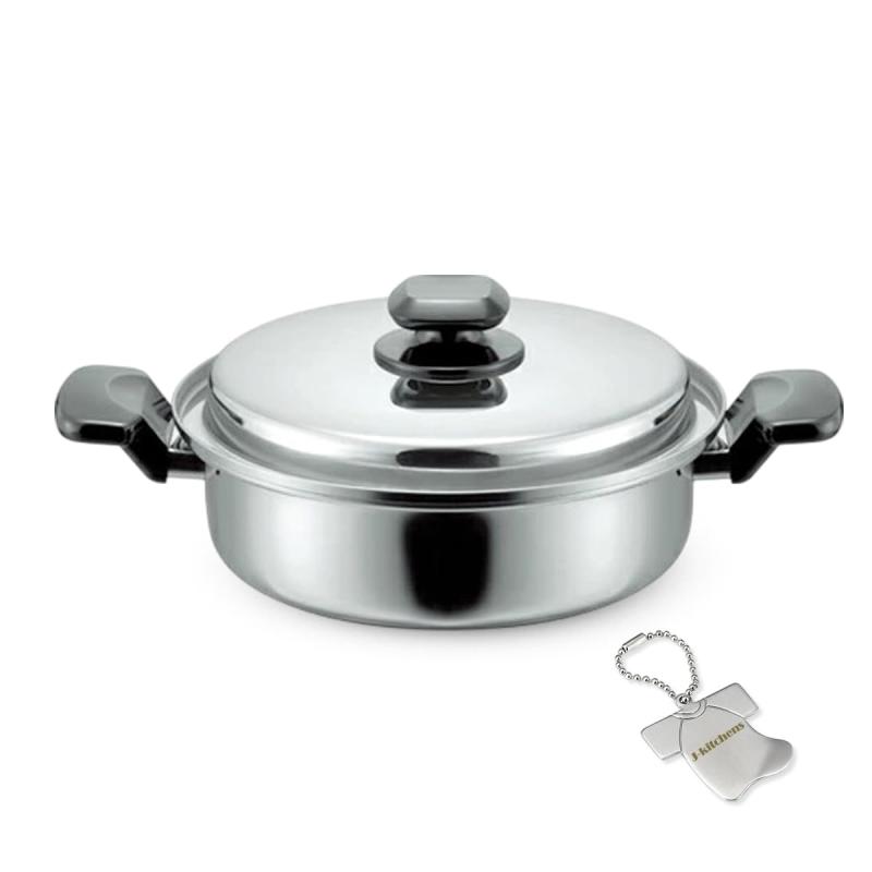 J-kitchens 和み 両手鍋 ウォーター ヘルシー 機能付き 24cm ガス IH対応 日本製 オリジナルタグ付