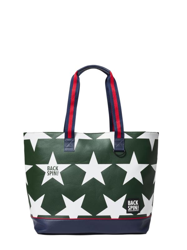 [BACK SPIN] BIG STAR TOTE BAG バックスいの一番 星柄 トートバッグ ボストンバッグ 合皮