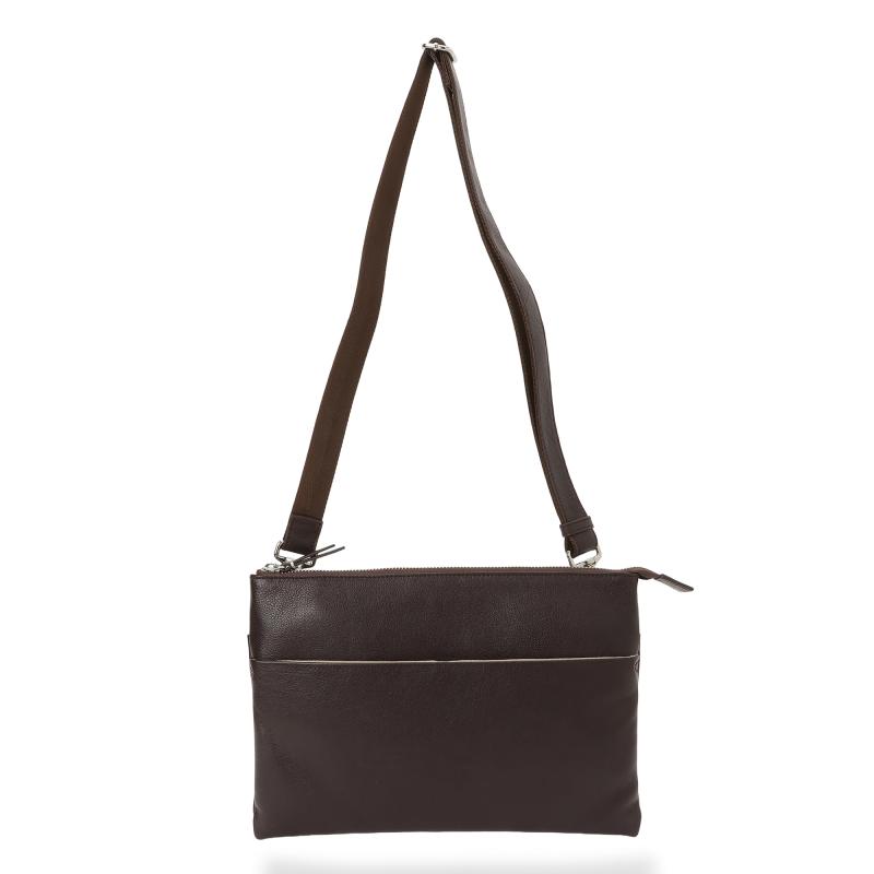 [ｌｅａｔｈｅｒ　ｌａｂｏｒａｔｏｒｙ] 2WAY ショルダーバッグ 本革 レザー サコッシュバッグ クラッチバッグ メンズ レディース スリム 軽量 天然シボ革 ストラップ 調節可能 ファスナー
