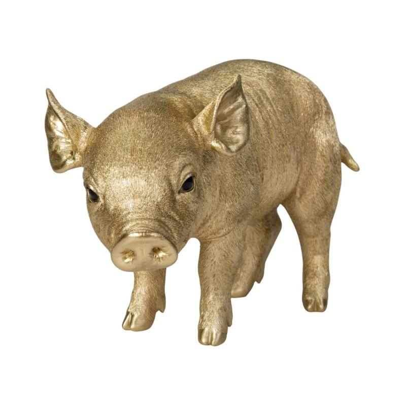 ウービア 下を向く金色子豚 37.6×14.2×23糎 あやつり人形 図形 飾りつけ 毛の荒物 毛の荒物 苑地 かざり付ける 猪の子 H15317-12