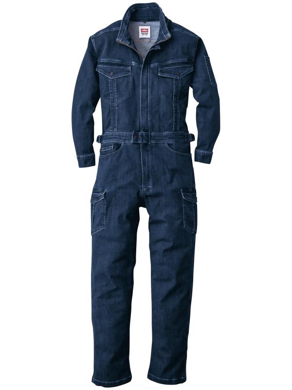[武蔵野ユニフォーム] EDWIN オーバーオール 81008 10.7oz 厚地 つなぎ ツナギ ストレッチデニム エドウイン オールシーズン 綿ポリエステル 作業服 作業着 山田辰<059-81008>｜イナノカショップ