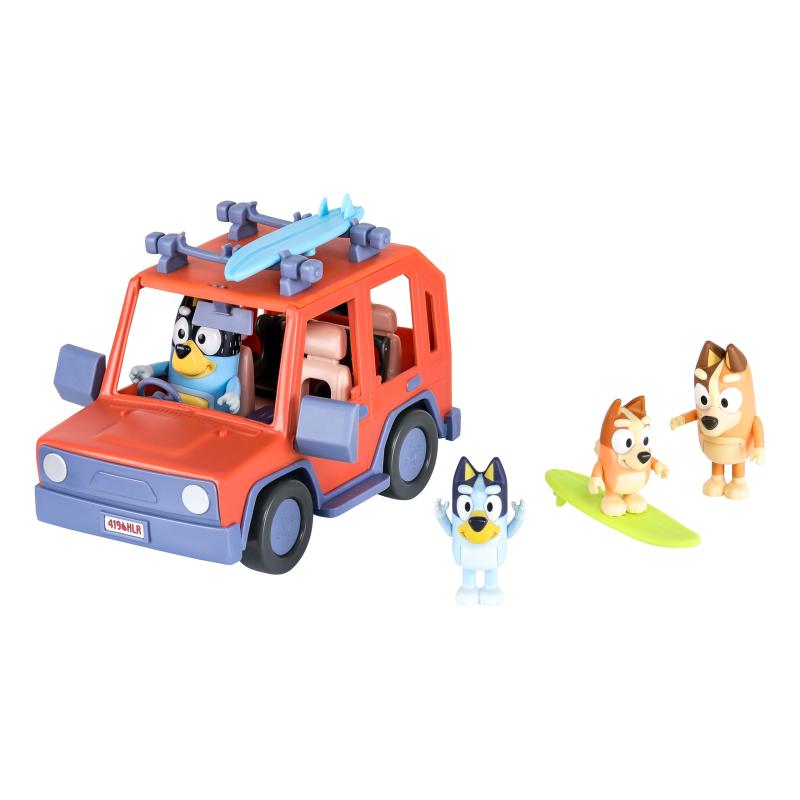 Bluey Heeler Family 4WD車両とフィギュア4個パック 2.5-3インチフィギュア サーフボードアクセサリーとステッカー2枚, 17637 6,700円