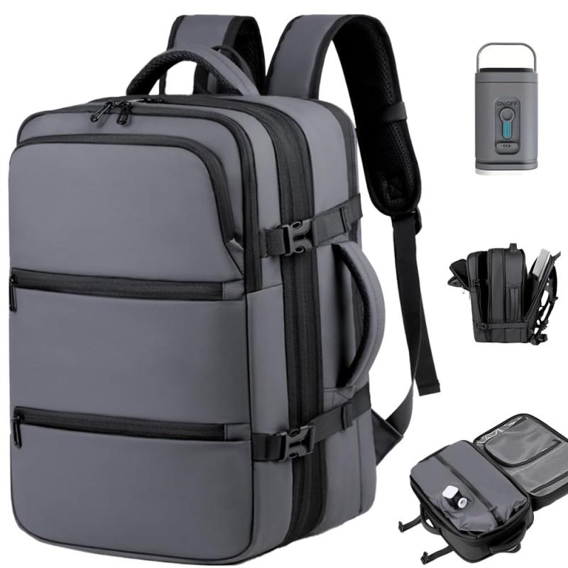 [VACPACK] 【機内持込OK・国際線/LCC対応/軽量】日本品質 圧縮機能付き バックパック リュック トラベルリュック 49L→60L可変 大容量 軽量 防水 8cm拡張マチ メンズ レディース 旅行 出張 通勤 通