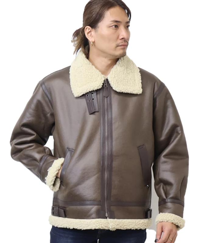 Valley Apparel (排球お召しもの) ミリタリーアウターB-3 フェイクムートンジャケットメンズ