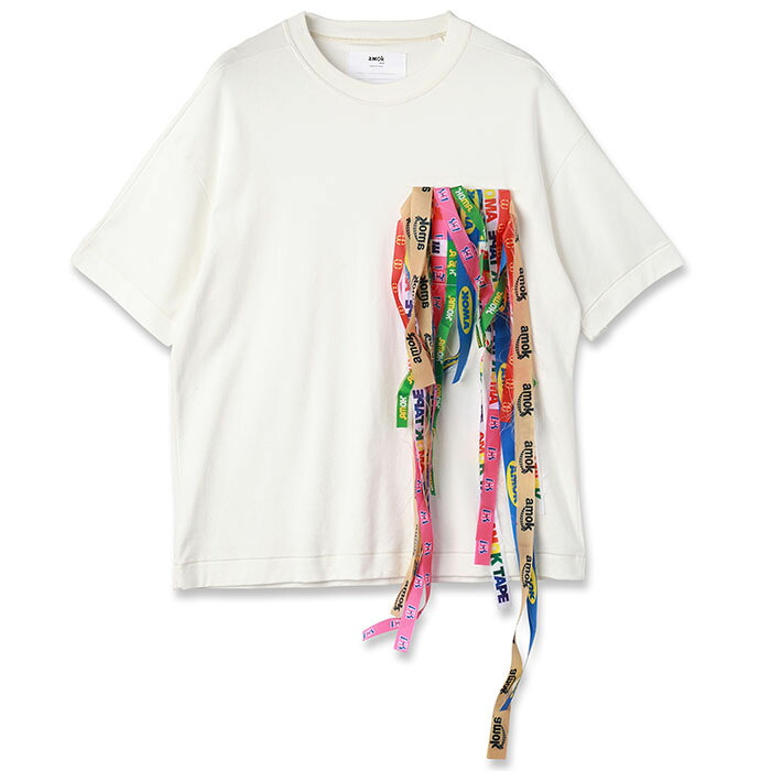 【SALE セール】【amok テープTシャツ】 amok アモク TAPE WEAVING TEE white amok-261011｜INCENSE 店