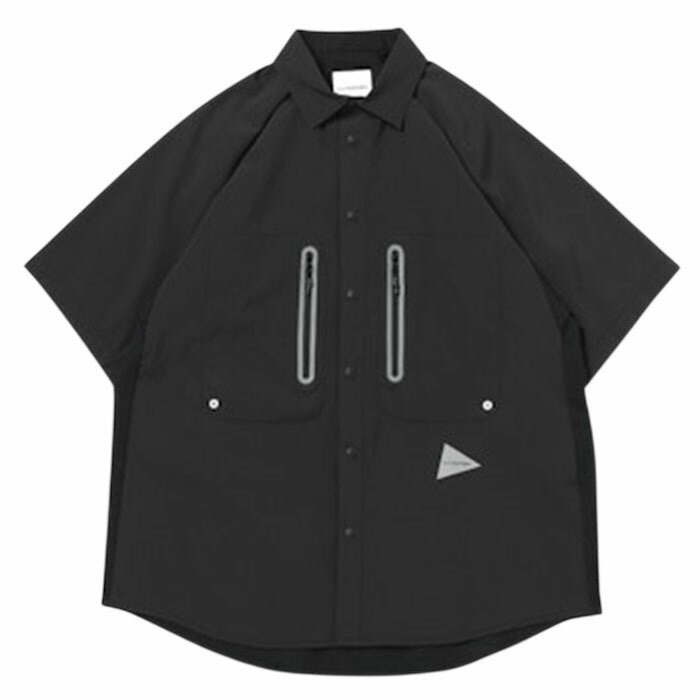 【アンドワンダー テックショートスリーブシャツ】 and wander アンドワンダー tech SS shirt black andwander-5746153020