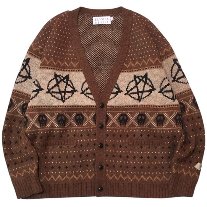 【百貨店大売り出し SALE】【el conductorH オリジナルノルディックニットカーディガン】 el conductorH 音楽監督 WOOL NORDIC KNIT CARDIGAN chocolate elconductorH-PD25AN01