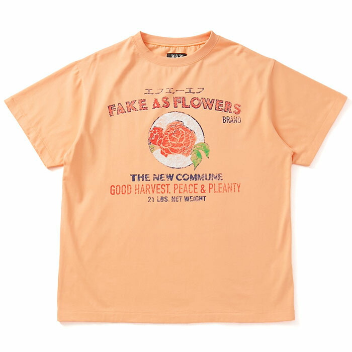 【送料込み価格】【フェイクアズフラワー フラワーTシャツ】 FAF フェイクアズフラワー Label Tee orange FAF-004121222