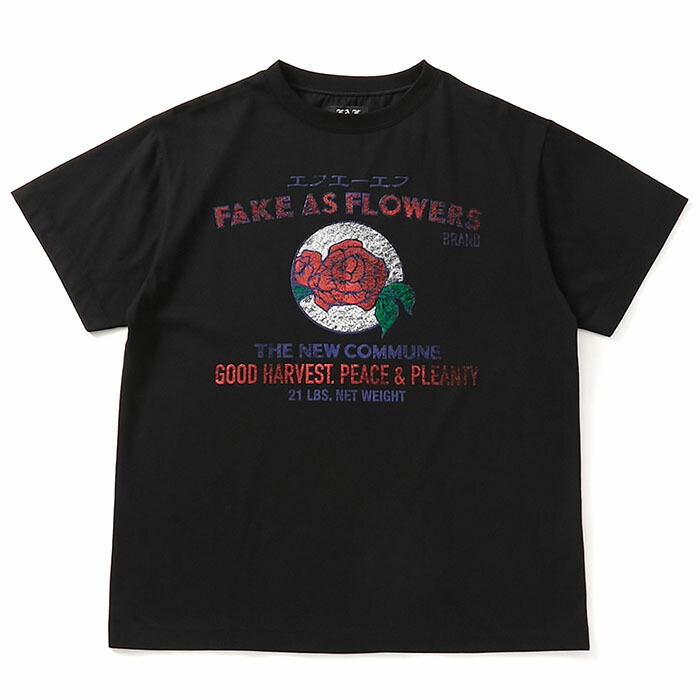 【送料込み価格】【フェイクアズフラワー フラワーTシャツ】 FAF フェイクアズフラワー Label Tee black FAF-004121222
