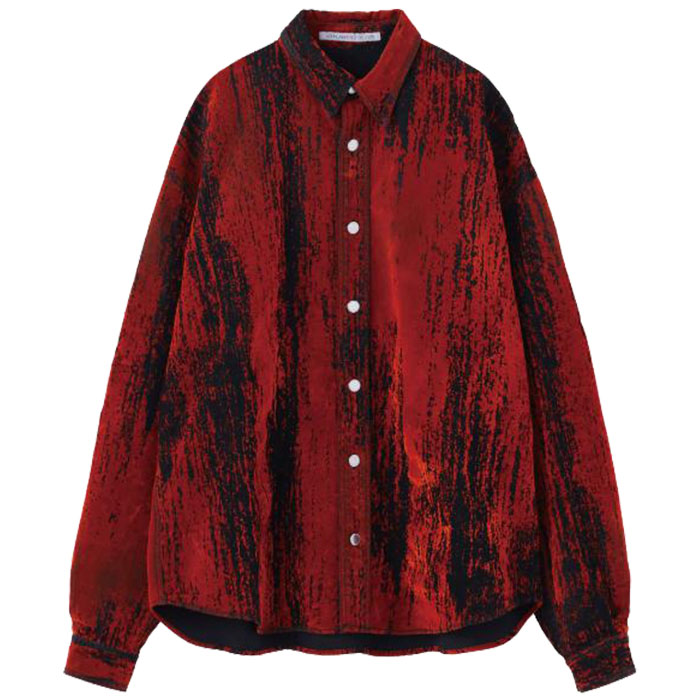 【SALE セール】【ジョンローレンスサリバン フロックドデニムオーバーサイズシャツ】JOHN LAWRENCE SULLIVAN ジョンローレンスサリバン FLOCKED DENIM OVERSIZED SHIRT orange JLS-3B003-0225-21|INCENSE 店