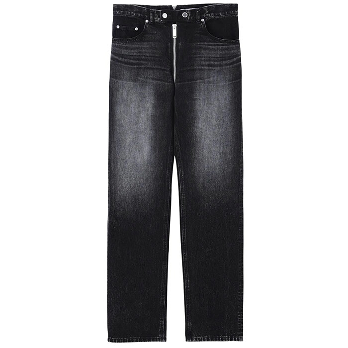【ジョンローレンスサリバン ダブルラップアラウンドジップデニムパンツ】JOHN LAWRENCE SULLIVAN ジョンローレンスサリバン Washed denim wraparound zip pants black JLS-2A005-0326-20
