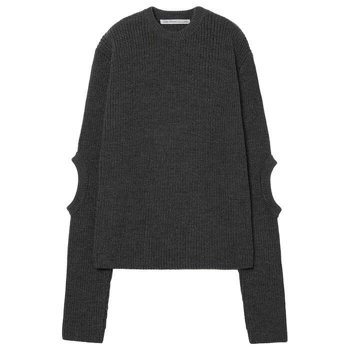 【SALE セール】 【ジョンローレンスサリバン エルボーホールニット】JOHN LAWRENCE SULLIVAN ジョンローレンスサリバン Elbow hole rib knit sweater grey JLS-4B003-0123-35｜INCENSE 店