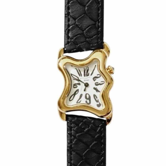 【国内定め事品】【ラフォン メルティングウォッチ】 LAPHONT ラフォン Ooblong Watch Gold Case Black Band White Dial black / gold LAPHONT-20024