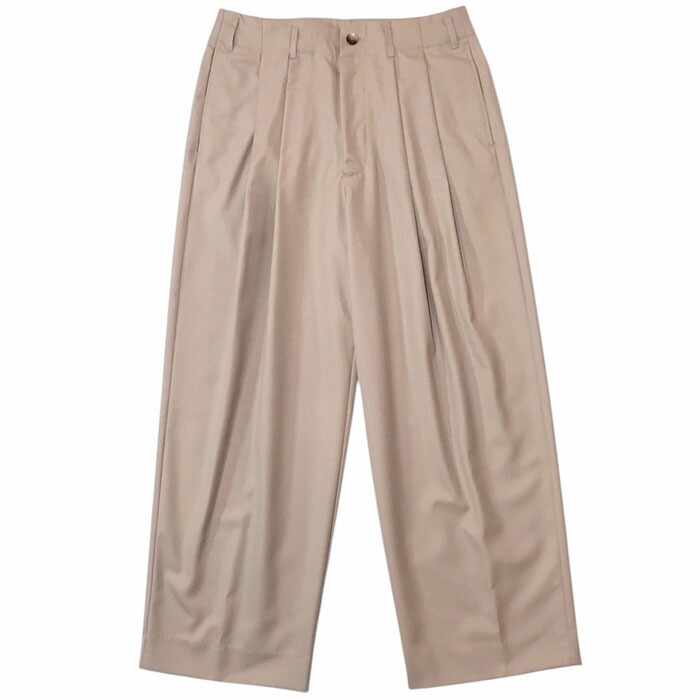 【SALE セール】【マイビューティフルランドレット ハイツイストツイル2タックパンツ】【UNISEX】my beautiful landlet マイビューティフルランドレット MACHINE WASHADLE WOOL TUCK WIDE PANTS beige MBL-TCPT