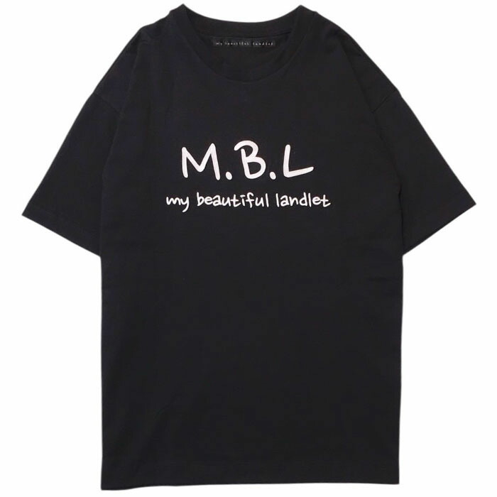 【マイビューティフルランドレット ロゴ刺繍Tシャツ】【UNISEX】my beautiful landlet マイビューティフルランドレット MBL T SHIRT black MBL-EBT-A-E