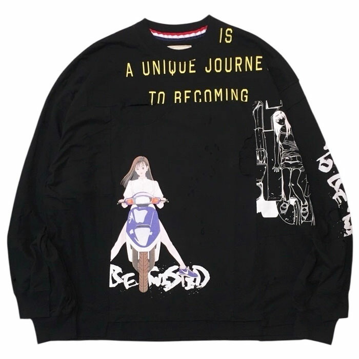 【SALE セール】【セヴシグ 江口寿史氏コラボ リボーンロングスリーブTシャツ】SEVESKIG セヴシグ Reborn LS Tee Shirt Ver Hisashi Eguchi black SEVESKIG-CT-SV-NGA-1002