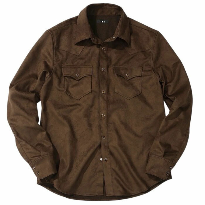【TMT フェイクスウェードウエスタンシャツ】TMT FAUX SUEDE WESTERN SHIRT brown TMT-TSHS2603