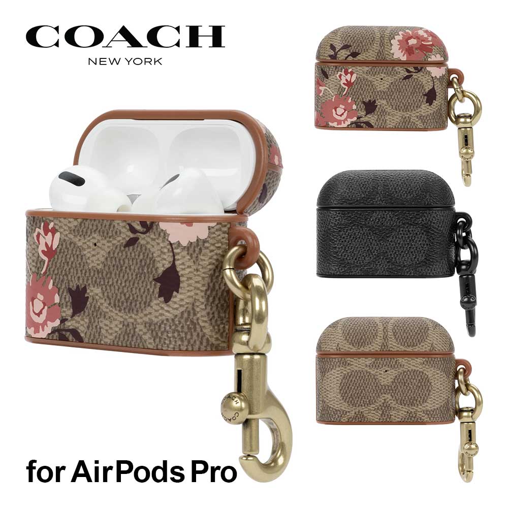 人気定番シグネチャー☆Coach☆コーチキャンバスAirPodsケース 