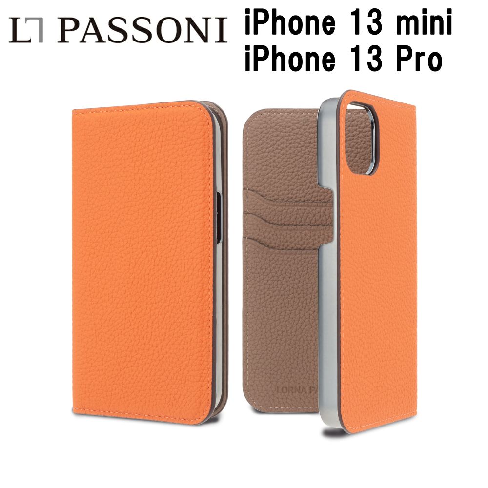 【正規代理店】LORNA PASSONI スマホケース iPhone 13mini/13 Pro Shrunken Calf Folio Case ケース カバー ブランド レザー 革 手帳型ケース カード 収納 おしゃれ レディース iPhone