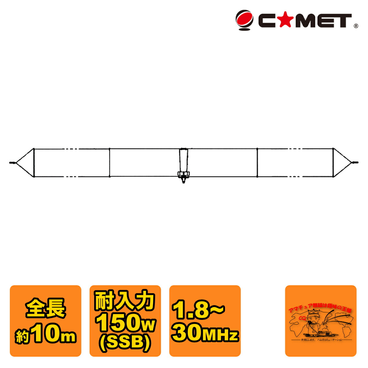 【楽天市場】CWD-230 コメット T2FD型無調整ブロードバンドHFアンテナ 全長25ｍ : ラジオコミュニティセンター