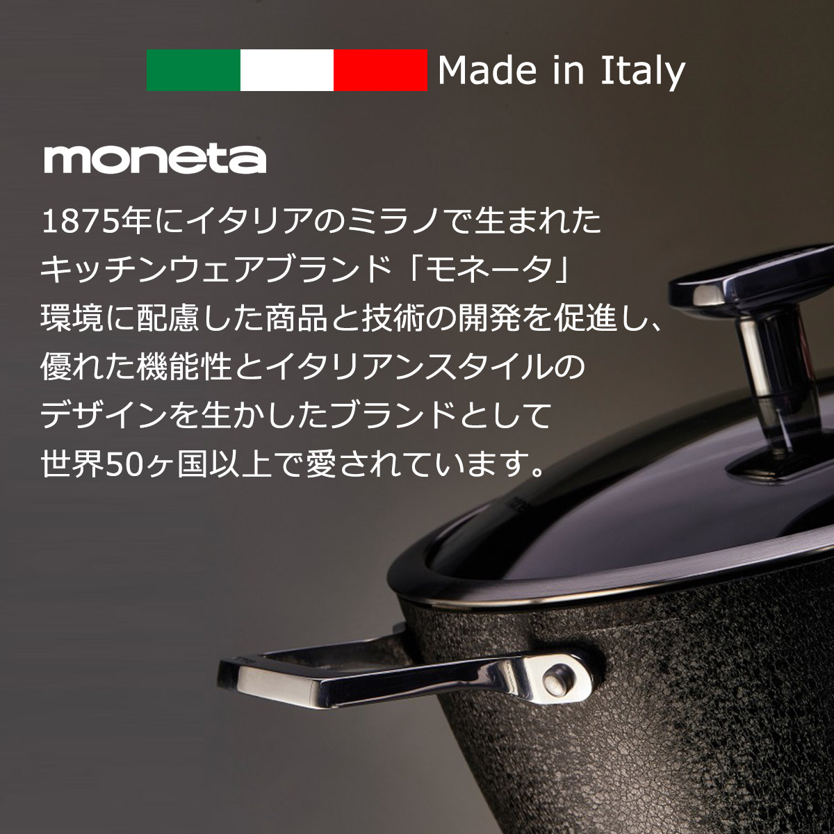 市場 キャセロール Ih対応 6 2l 調理器具 24cm ガス アルモニア オシャレ モネータ アルミ Armonia 蓋付き Moneta 直火 両手鍋