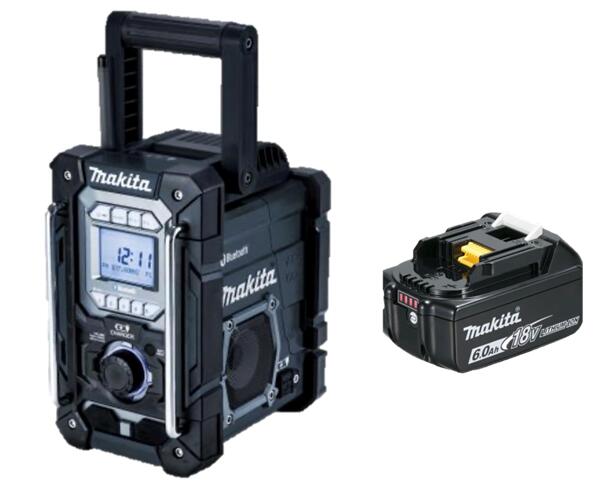 マキタ 充電機能付ラジオ 黒 MR300B 本体+6.0Ahバッテリ(BL1860B) オリジナルセット ※充電器別売 Bluetooth ACアダプタ