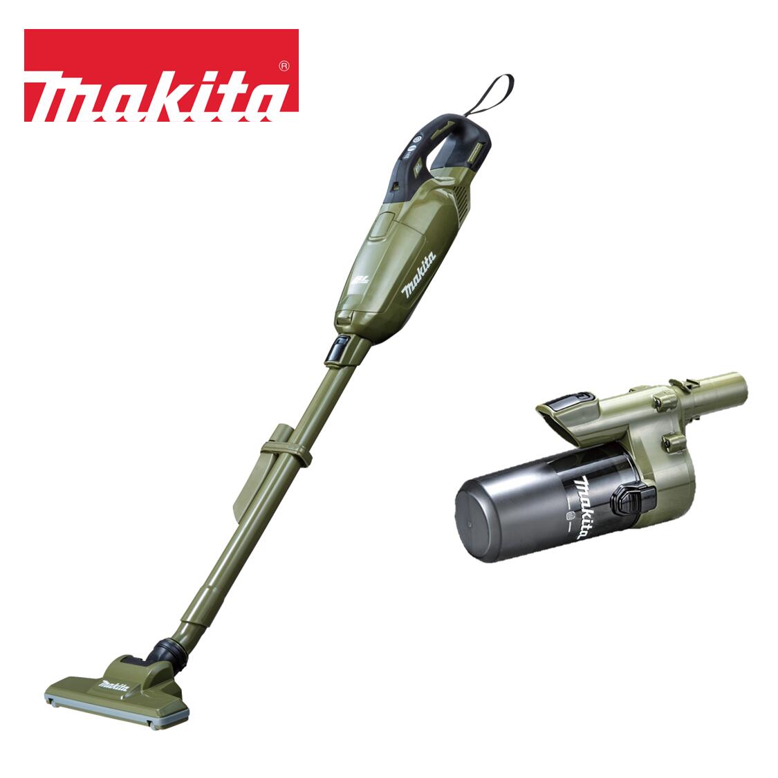 マキタ 18V 充電式クリーナー CL285FDZO オリーブ 本体+ロック付ショートサイクロン オリジナルセット A-72431 ※バッテリー・充電器別売 紙パック式 ワンタッチスイッチ 掃除機 コードレス