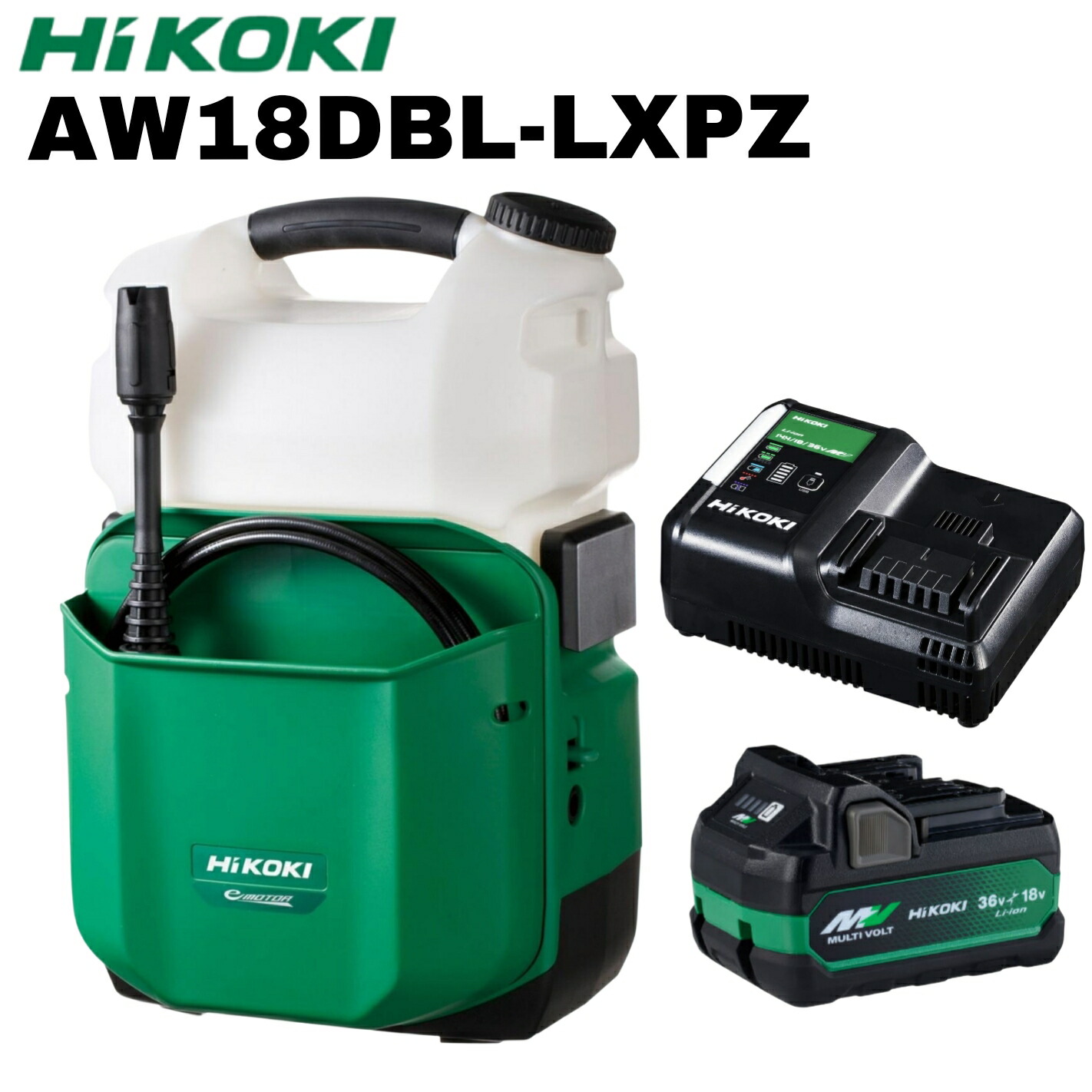 HiKOKI ハイコーキ 18V コードレス高圧洗いもの機 AW18DBL-LXPZ 本体+マルチ雄捩子(BSL36A18X)＋手っとり早い申し受ける器(UC18YDL2)付 フルセット ※ 定め事品 コードレス 高圧洗いもの機 住み家洗い濯ぎ ガーデニング 余暇