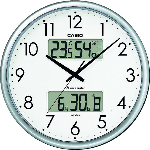 カシオ温湿度計付き電波掛け時計（シルバー３５ＣＭ） ITM-650J-8JF｜INdex