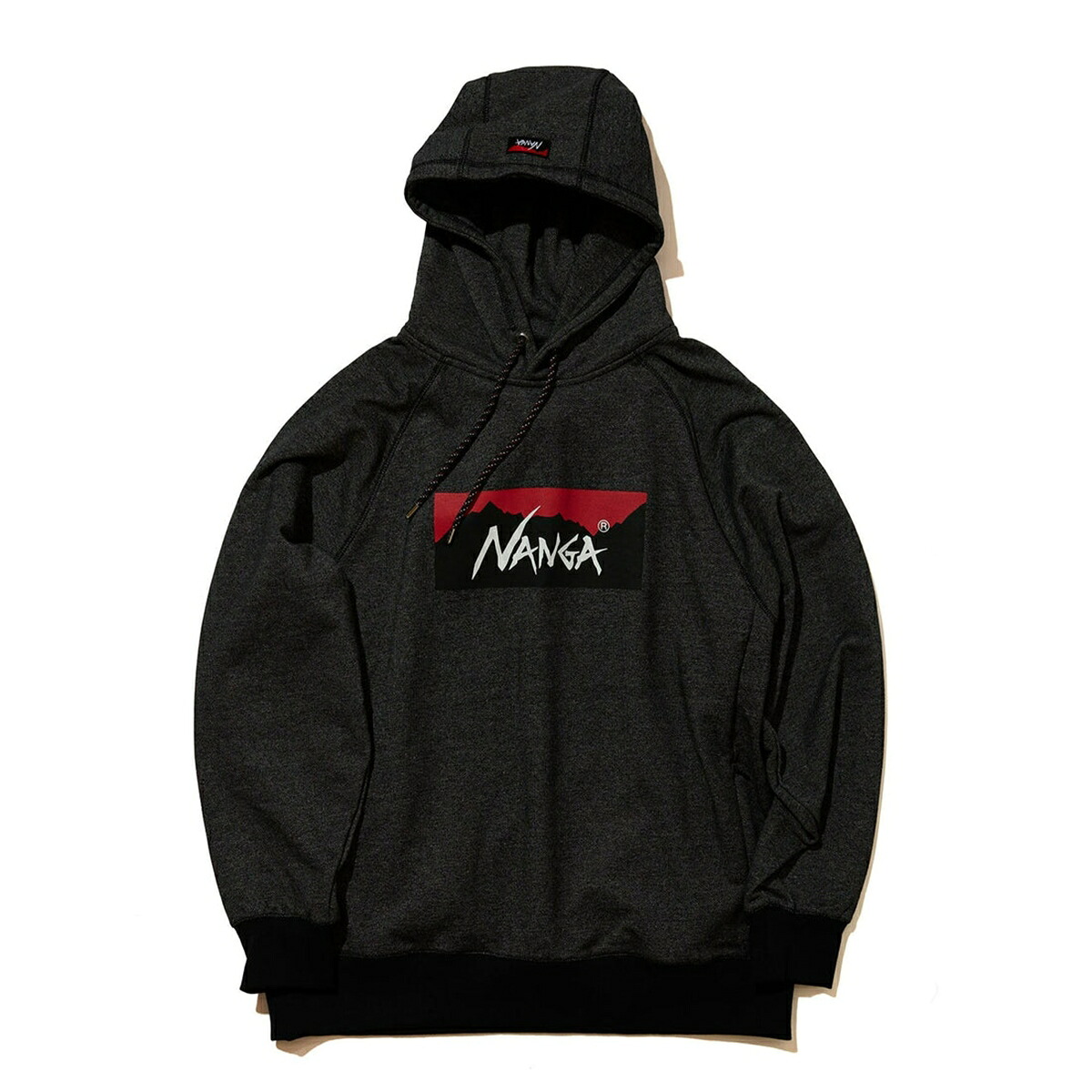 NANGA ナンガ ECO HYBRID BOX LOGO SWEAT HOODIE エコハイブリッド ボックスロゴ スウェット フーディー BLK ブラック Lサイズ N1bhBKG5